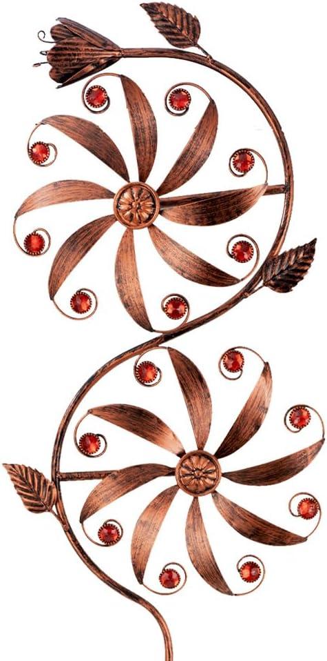 VEWOGARDEN Metal Wind Spinners Outdoor, Kinetic Wind Sculptures & Spinners with Flower Design for Yard Garden Lawn Patio Decorations, Bronze