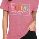 Be Kind Shirt for Women Flower Letter Print Tee Tops Casual Inspirational Kindness T-Shirt (Pink, S)