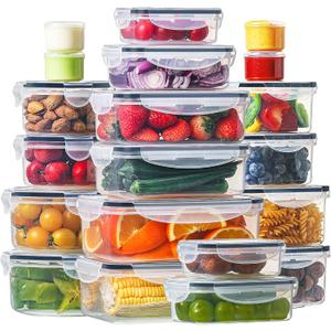 HOMBERKING 40 Pieces Food Storage Containers Set with Snap Lids (20 Lids + 20 Containers), Plastic Containers, BPA-Free Lunch Container Bento Box for Home, Black