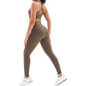 LISSMOMO Workout Sets for Women Cross Back Sports Bra High Waist Leggings 2 Piece Gym Yoga Outfits Workout Clothes Sets