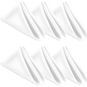 6PCS Cloth Napkins, White Cloth Napkins, 19.49x18.31 Inch Washable Dinner Napkin with Hemmed Edges, Polyester Dinner Napkin for Party, Wedding, Lunch, Dinners, Banquet, Festival and Event