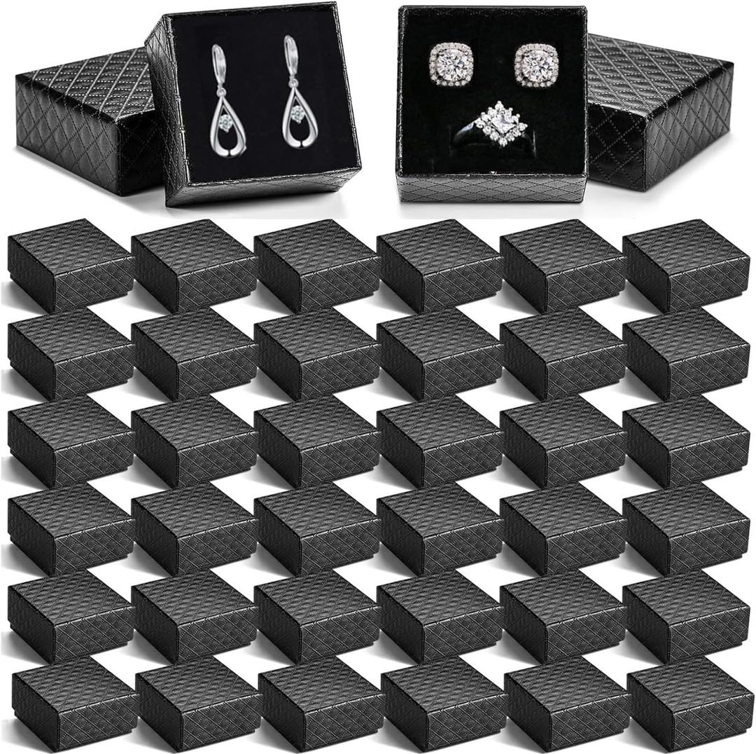 48Pcs Jewelry Gift Box Set -2 x 2x 1.2 Inch Ring Boxes with Velvet Liner for Earrings, Necklaces, Bracelets - Wedding, Engagement, Birthday Presentation - Retail Display Boxes