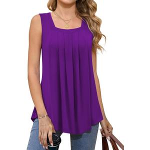 Tencede Women's Summer Tank Tops Square Neck Sleeveless Cute Casual Loose Flowy Fit, Large