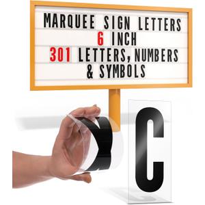 Houseables Sign Letters, Marquee Letters, Marquee Sign, Markee, Plastic, Acrylic, Changeable, for Board, Letterboard, Billboard, Church, Outdoor, 6 Inch Character on 7 in Panel, 301 PC, with Numbers