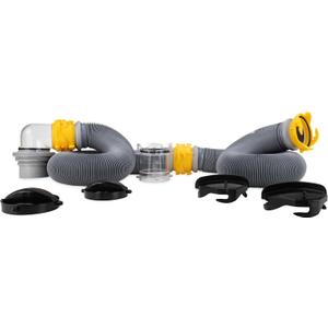 Camco Deluxe Sewer Hose Kit with Swivel Fittings, Clear Elbow Fitting, Hoses, Storage Caps, and Bonus Clear Extender, 20 Feet (39658)