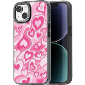 casevivid Compatible for iPhone 15 Case Cute Aesthetic - Durable Fashion Funny Phone Case - Girly Love Heart Pattern Print Cover Design for Woman Girl 6.1 inches Black