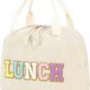 Bluboon Lunch Bag for Women Men Cute Corduroy Lunch Tote Bags Reusable Insulated Lunch Box Large Capacity Reusable Insulated Cooler for Work Picnic or Travel (Corduroy beige+lunch)