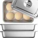 Pizza Dough Proofing Box 304 Stainless Steel - 15.7 x 12 Inch Bread Proofing Box and Dough Container - 2 Pack Stackable Pizza Storage Container, Fits 4-6 Dough Balls