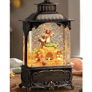 Empty Tomb Easter Scene and Cross Decoration Easter Snow Globe Resurrection Scene Cross Jesus Tomb Tray Jesus Nativity Scene Easter Decorations for Home Christian Gifts