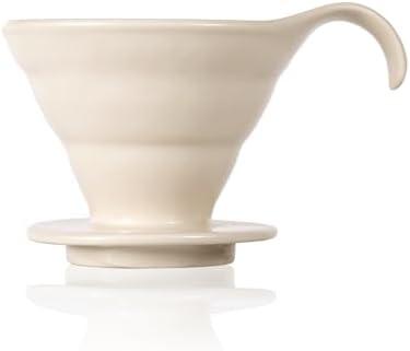 Aarcinhke Pour Over Coffee Maker V60 Ceramic, Pour Over Coffee Dripper Porcelain, Reusable Portable Coffee Dripper Filter Origami Accessories Non Plastic, White