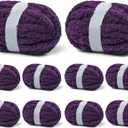 10 Pack Deep Purple Jumbo Thick Yarn,Chenille Yarn for Crocheting, Chunky Yarn for Hand Knitting, Soft Plush Yarns,240yds/70.5oz Super Bulky Blanket Crochet Yarns