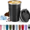 SPLMIFA Vacuum-Insulated Stainless Steel Travel Coffee Mug, Leak-Proof Reusable Coffee Cup with Lid - Keep Hot & Cold Drinks for Hours, Durable Insulated Tumbler for Men & Women(3rd-Black, 17OZ)