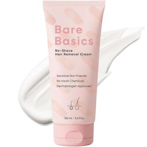 Bare Basic Hair Removal Cream, No Shave Hair Remover for Women, Gentle Formula with Vitamin E & Vitamin B5, Moisturizer and Nurtures Skin, 150ML/5.29FL OZ