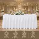 3 Pack White Stretch Spandex Tablecloths, 6ft Fitted Rectangle Table Cover with Skirt, Wrinkle Free Polyester Table Cloth for Wedding, Party, Banquet, Baby Shower, Christmas, 6ft Rectangle Spandex Tablecloths-3pcs