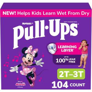 Pull-Ups Girls' Potty Training Pants, Size 2T-3T Training Underwear (16-34 lbs), 104 Count
