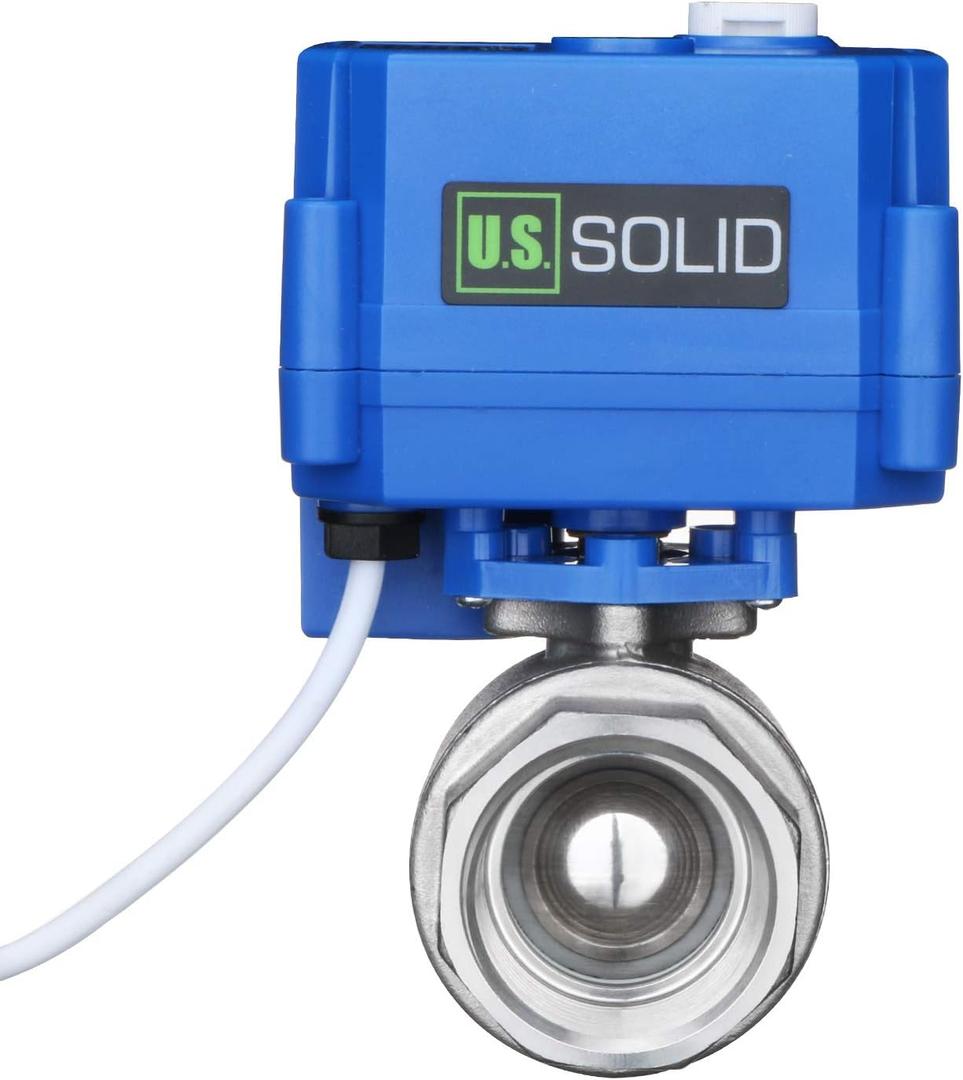 U.S. Solid Motorized Ball Valve- 1" Stainless Steel Ball Valve with Manual Function, Full Port, 9-24V AC/DC and 2 Wire Auto Return Setup
