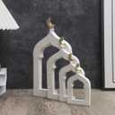 Islamic Cultural Decor Collection - Handcrafted Resin Mosque Models & Tower Ornaments for Home/Office Display Ramadan Decoration (4-Door)