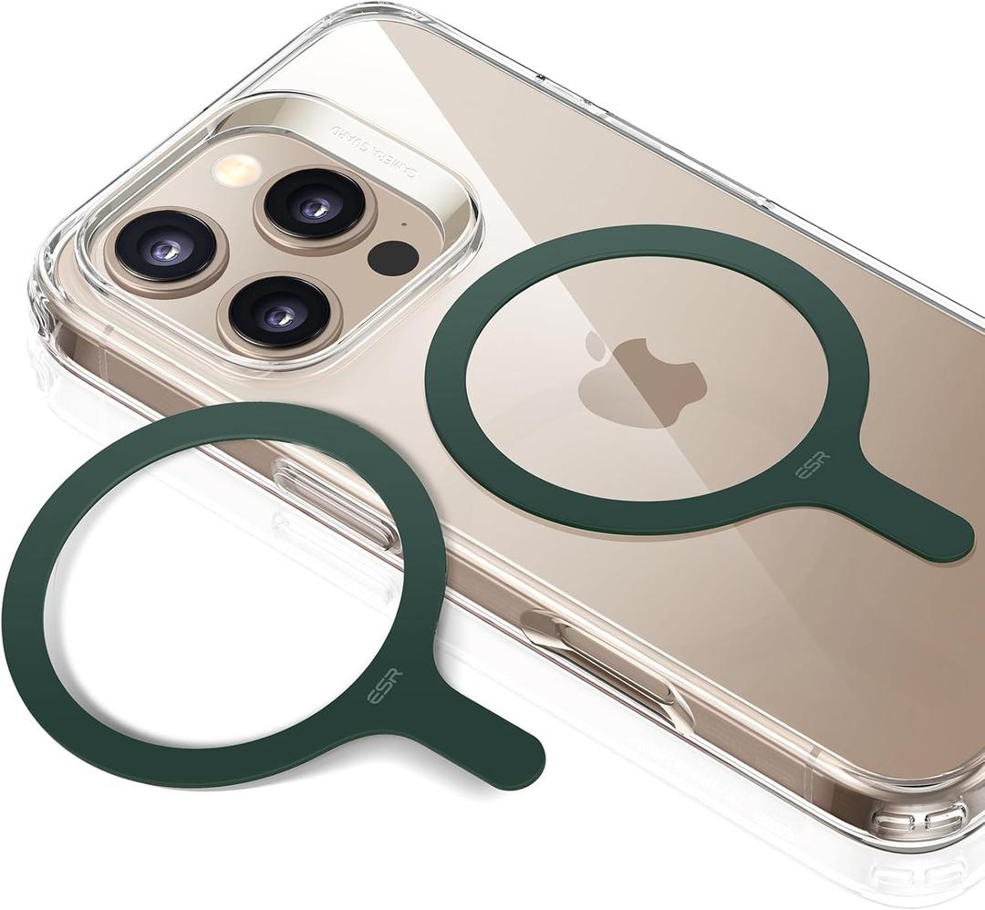 ESR for MagSafe Sticker, MagSafe Ring, 2 Pack Metal Ring for Phone case, Universal Wireless Charger Conversion Kit for iPhone 17/16/16e/15/14/13/12/11, Galaxy S24/S23/S22, Google, Green