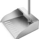 Metal Dust Pans with Long Handle,Heavy Duty Dust Pan with Handle,Upright Stand Up Dustpan with Dust Pan Teeth to Clean Hair for Home Kitchen Office Lobby Floor Garden