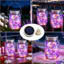 VOOKRY 12 Pack Solar Mason Jar Lights, 30 LED Mason Jar Lids Waterproof Firefly Fairy String Lights with 12 Hangers(No Jars), for Outdoor Patio Garden Yard Lawn Party Wedding Decoration - Multicolor