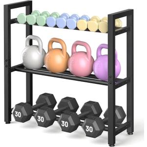 Dumbbell Rack Stand Only, Weight Rack for Home Gym, Heavy-Duty Kettlebell Rack, 3 Tier Adjustable Weight Storage Racks, Space-Saving Home Gym Organizer