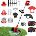 ALSO GO 24V Electric Weed Wacker, Cordless Grass Trimmer, Battery Powered Weed Eater with 2pcs Batteries & Charger, 3 in 1 Brush Cutter/Edger with Wheels for Garden and Yard Lawn