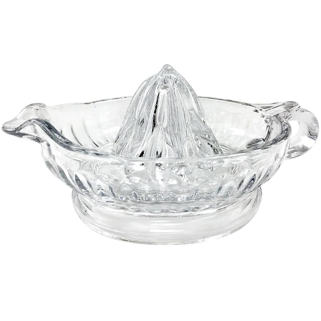 TableCraft H223 Glass Manual Juicer with Handle and Pour Spout  Vintage-Style Clear Glass Lemon Juicer | Manual Orange Juice Squeezer for Citrus Fruits | Glass Citrus Juicer for Kitchen and Bar Use