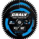 CRALY 6-1/2 Inch 60 Teeth Ultra Fine Finish Wood Cutting Circular Saw Blade, 5/8 Inch Arbor, Carbide Tipped, Thin Kerf, Black Ice Coating, for Plywood, MDF, OSB, Laminated, 2-Pack(C0660FF-2)