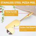 GRETJOB 12 Pcs Pizza Pan Riser Stand Set, 4 Metal Pizza Table Stands + 4 Nonstick Pizza Pans + 4 Pie Servers, Gold Pizza Rack & Tray for Baking, Dessert, Cheese, Party, and Restaurant Use (Gold)