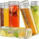 Folinstall [Upgrade] 6 Pack 20 oz Glass Jars with Airtight Lids for Vanilla Extract, Leak proof Glass Juice Bottles with Lids(600ml) with Silicone Seal for Water, Drink, Milk, Ice tea
