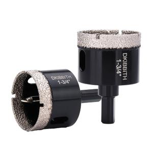 1-3/4" Diamond Hole-Saw Bits with Pilot Drill Bit - 2pc 1 3/4 in Diamond Tipped Tile Hole Saws with Guiding Bit for Accurate Drilling, for Porcelain Tile Ceramic Pots Granite Stone Glass Bottles 45mm