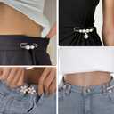 8Pcs Jean Waist Tightener, Metal Pearl Flower Button Pins, Reusable Cincher Clips for Loose Pants Dresses Skirts