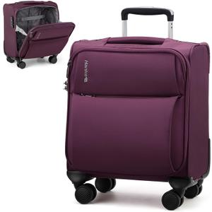 Hanke 16 Inch Underseat Carry On Luggage with Spinner Wheels Airline Approved, Small Rolling Suitcase Softside Underseater Lightweight TSA Travel Roller Suitcase Carry-On Bag(Purple)