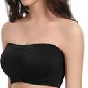 Lemorosy Women's Invisible Seamless Non-Padded Underwire Bandeau Multiway T-Shirt Bra (Black, XXXL)