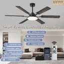 60 Inch Ceiling Fans with Lights, Large Modern Black Ceiling Fan with Light and Remote Control, 6 Double Sided Blades, 6 Speed Reversible Motor, Dimmable LED, Silent Timing, Indoor Outdoor Patio Use