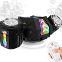 cossy Rechargeable Bubble Machine, 360 Automatic Rotation Bubble Machine for Kids, Bubble Maker with Remote Control, RGB Lights & 20000+ Bubbles Per Minute, Outdoor Toys Games for Kids/Adults (Black)