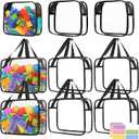 9 Pcs Toy Storage Bags, Clear PVC Toy Organizer Bag Include 6Pcs Large Handheld and 3Pcs Medium Zipper Bags with Labels for Organizing Board Game, Building Blocks (Black)