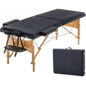 BestMassage Massage Bed Portable Massage Table 24 inch Wide Lash Bed Height Adjustable 2 Folding Spa Table with Non-Woven Bag for Spa Footmassage Facial CareSpa Tattoo (Black)