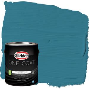 Glidden Interior Paint + Primer: Teal/Aqua Interior Paint /Adventure, One Coat, Eggshell, 1 Gallon (128 Fl Oz (Pack of 1))