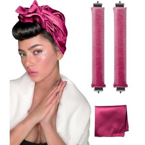 3 x YOSHUYUKI Classic Heatless Curls Overnight Rods No Heat Hair Curlers to Sleep Jumbo Foam Large Hair Rollers for Long Short Hair Heatless Curling Rod Set Styling Tools with Satin Scarf Sonic