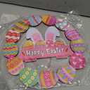 2 x Wooden Easter Decorative Door Wreath, Suitable for Front Door Signage, Hollow Rabbit Logo, and Spring Decoration Featuring Rabbits (Circle)