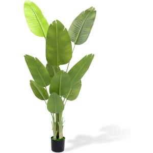 AXHJ Bird of Paradise Artificial Plant, Fake Plants Faux Tropical Palm Tree for Home Office Decor, 6 Feet Faux Floor Plant Fake Silk Banana Leaf Tropical Trees for Home Office Indoor Outdoor (6 FT)