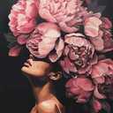 Tucocoo Fashion Head Painting by Numbers Pink Flower Abstract Drawing Nordic Wall Decoration Oil Paint by Numbers Beautiful Woman Head Flower Paint by Numbers for Adults Without Frame-16''Wx20H