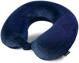 Travelsmart Travel Neck Pillow - Lightweight Fleece Casing U-Shaped Stuffable Memory Foam Travel Pillow for Sleeping and Neck Support, Blue
