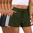 4 Pack Women Drawstring Sweat Shorts Elastic High Waist Athletic Running Short Pants Workout Comfy with Pockets, Size L