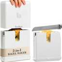 BonBagel Bagel Cutter Slicer  Precision Bagel Slicer with Auto-Center Holder  Compact 7-Inch Space-Saving Design for Even Cutting Large and Small Bread at Home or Caf Kitchen-White