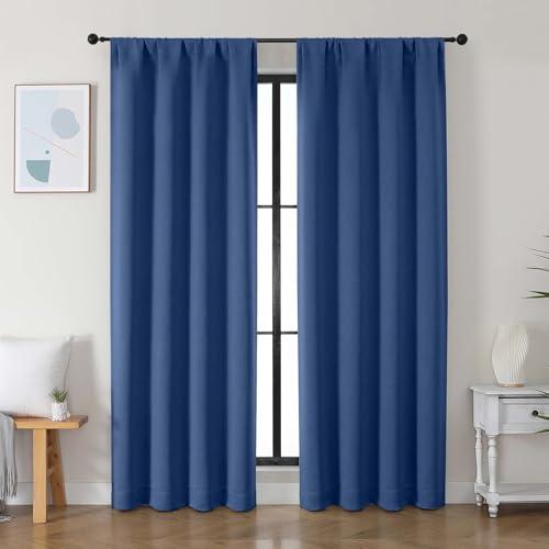 Simplebrand Ava Royal Blue Blackout Curtains for Bedroom 84 Inch Length 2 Panels Set, Solid Thermal Insulated Privacy Nursery Window Treatment Curtains Blackout Drapes, W40 x L84 Inch, Royal Blue