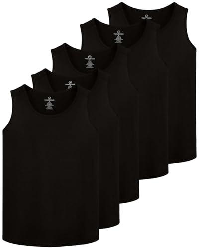 Real Essentials 5 Pack: Men's Dry-Fit Muscle Tank Top Sleeveless Shirts Workout Tees Athletic Gym (Big & Tall)- Set 1, XXXL