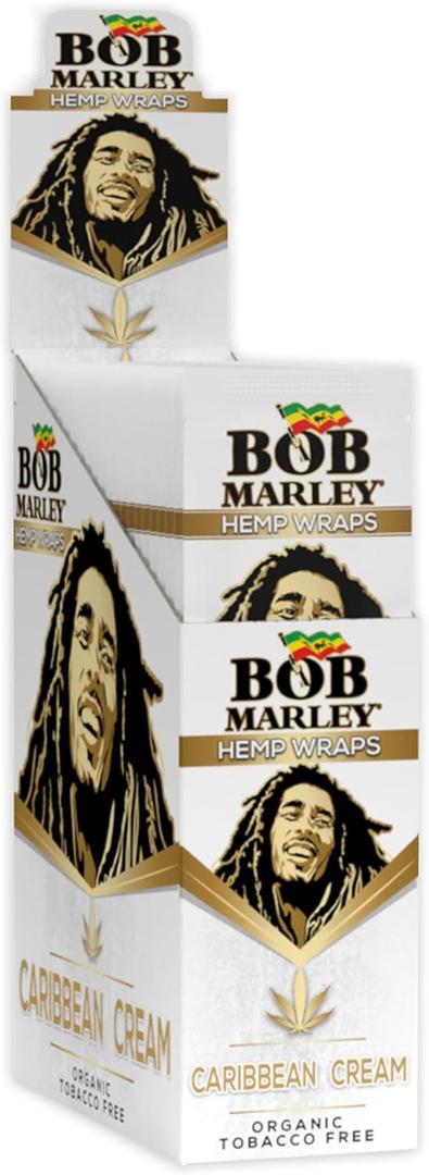 Bob Marley Wraps - Caribbean Cream Flavor - Full Box of 25 Pouches (2 Wraps Per Pouch)