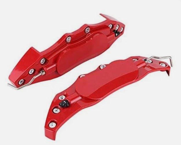 Brembo Brake Caliper Covers, 2Pcs Aluminum Alloy Red Disc Brake Caliper Cover Car Universal Disc Brake Caliper Fake Covers Left amp Right Accessories Refit(M)